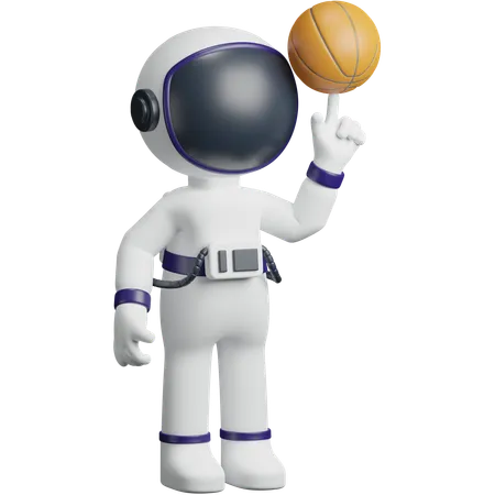 Astronaut spielt Basketball  3D Icon