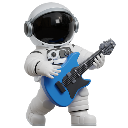 Astronaut spielt Gitarre  3D Illustration