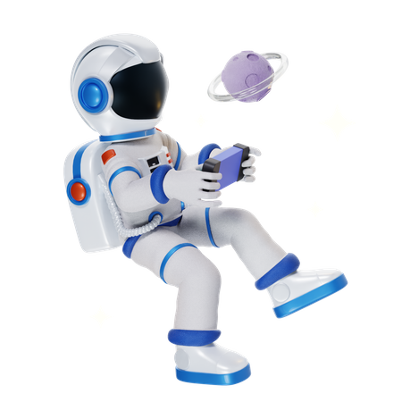 Astronaut spielt im Weltraum  3D Illustration