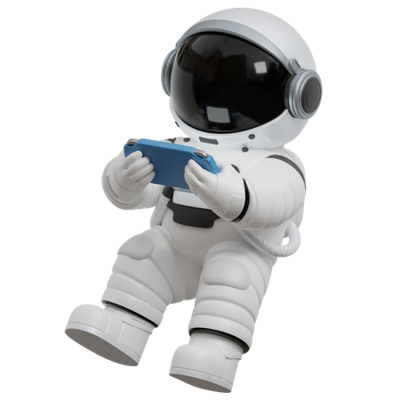 Astronaut spielt Videospiel  3D Illustration