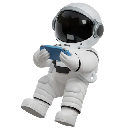 Astronaut spielt Videospiel  3D Illustration