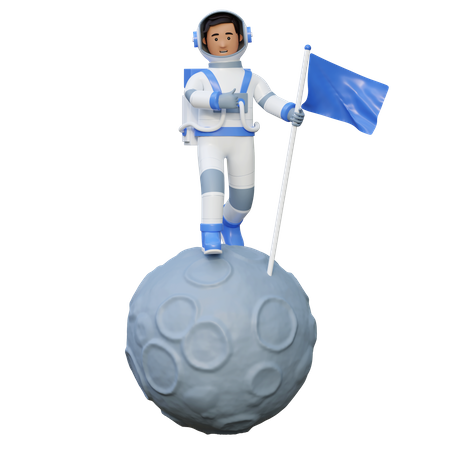 Astronaut Standing In Moon  3D Illustration