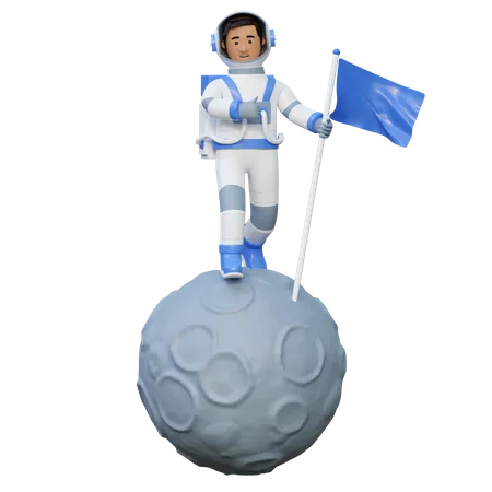 Astronaut Standing In Moon  3D Illustration