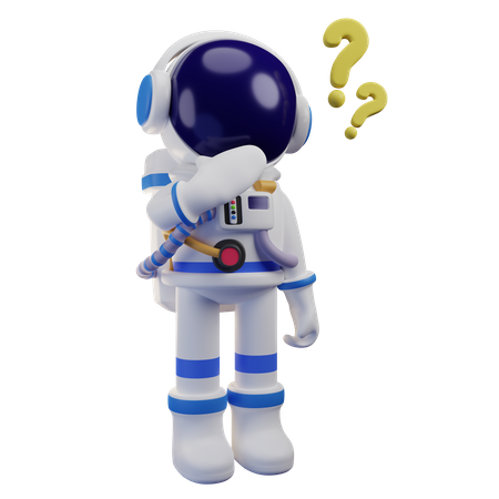 Astronaut Standing While Confused  3D Illustration