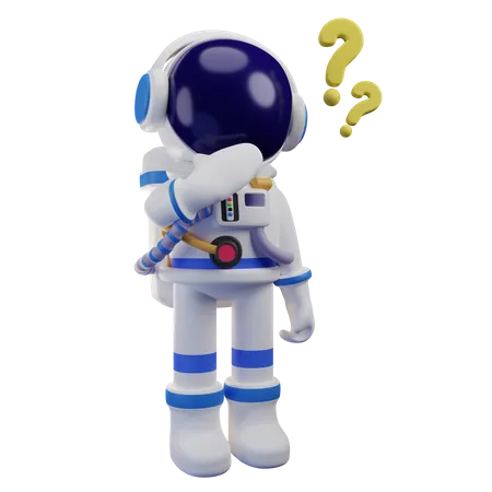 Astronaut Standing While Confused  3D Illustration