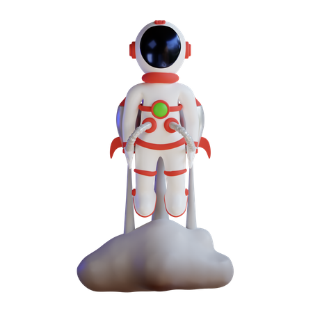 Astronaut startet ins All  3D Illustration
