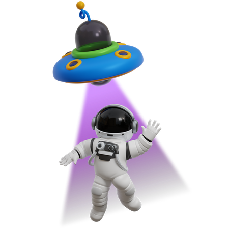 Astronaut Sucked By Ufo  3D Icon