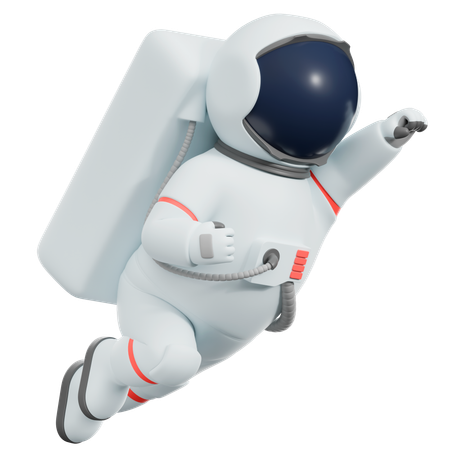 Astronaut Super Hero Flying  3D Illustration