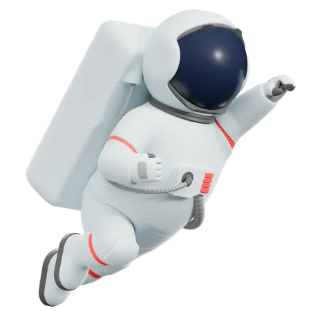 Astronaut Super Hero Flying  3D Illustration