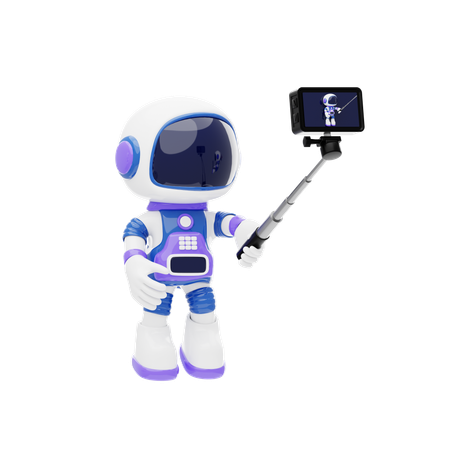 Astronaut Taking Selfie  3D Illustration