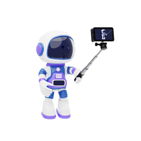 Astronaut Taking Selfie  3D Illustration