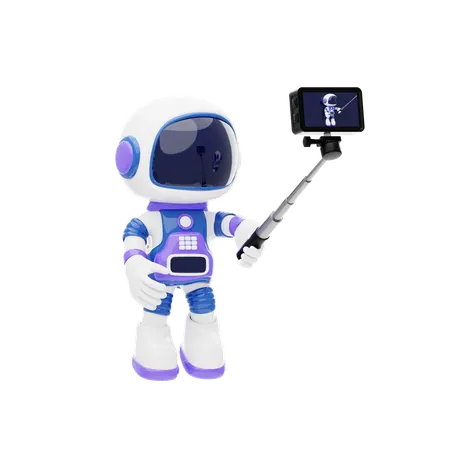 Astronaut Taking Selfie  3D Illustration