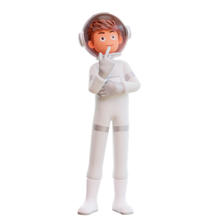 Astronaut Thinking About Something 3D Illustration