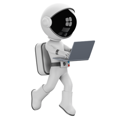 Astronaut tippt auf Laptop  3D Illustration