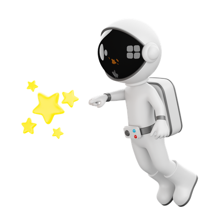 Astronaut Touching Star  3D Illustration