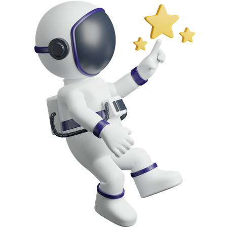 Astronaut Touching The Star  3D Icon