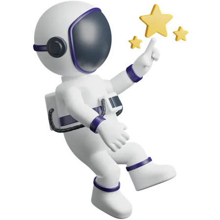 Astronaut Touching The Star  3D Icon