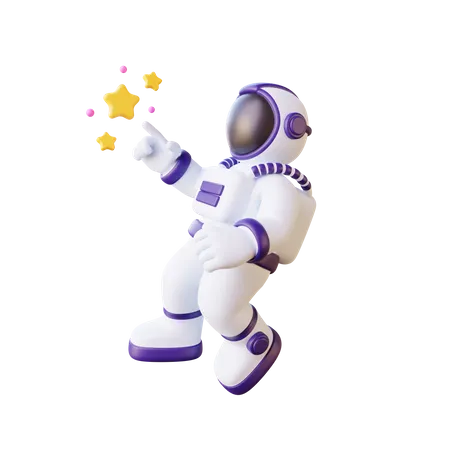 Astronaut Touching The Star  3D Illustration