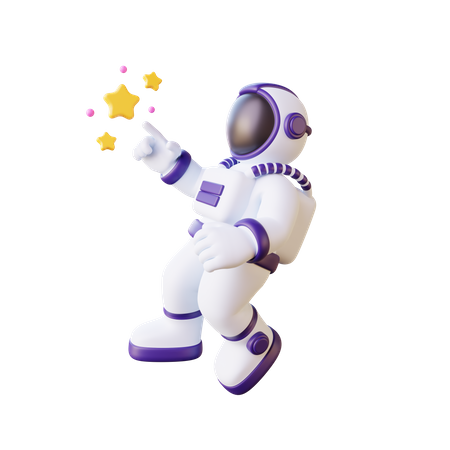 Astronaut Touching The Star  3D Illustration