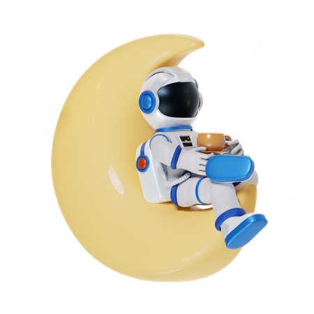 Astronaut trinkt Kaffee  3D Illustration