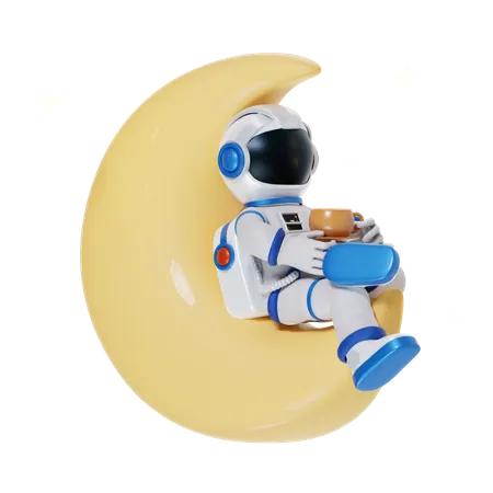 Astronaut trinkt Kaffee  3D Illustration