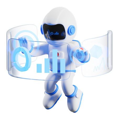 Astronaut using futuristic technology  3D Illustration