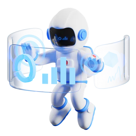 Astronaut using futuristic technology  3D Illustration