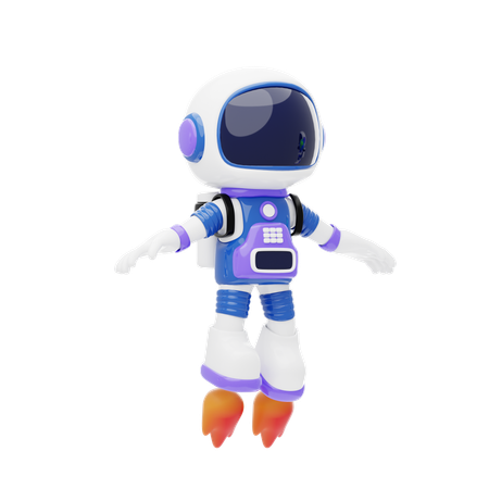 Astronaut Using Jetpack  3D Illustration