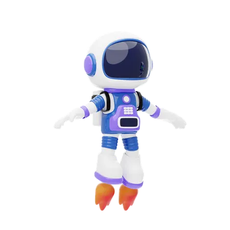 Astronaut Using Jetpack  3D Illustration