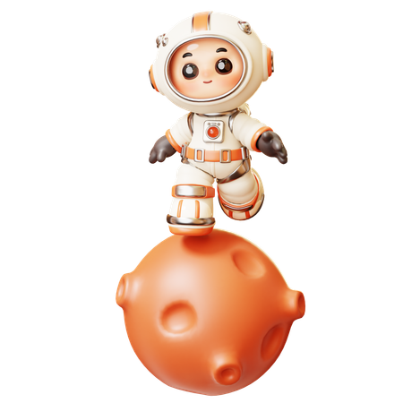 Astronaut Walking On Mars  3D Illustration