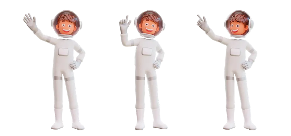 Astronaut Waving Hand  3D Illustration