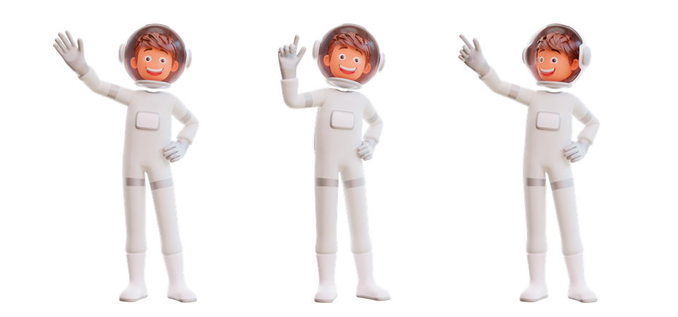 Astronaut Waving Hand 3D Illustration