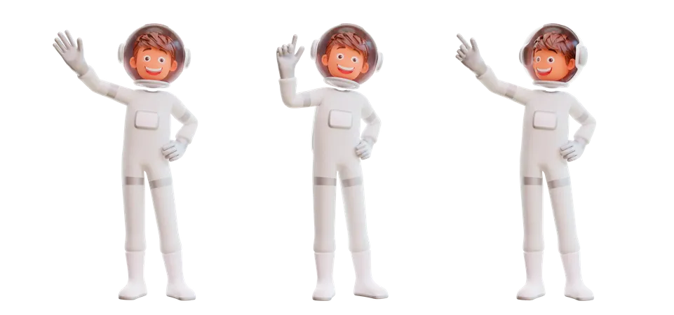 Astronaut Waving Hand 3D Illustration
