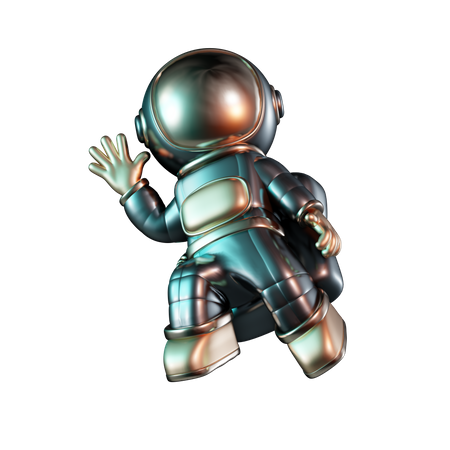 Astronaut Waving Hand  3D Icon
