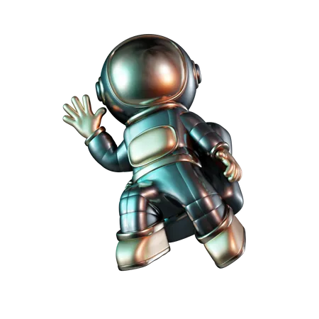 Astronaut Waving Hand  3D Icon