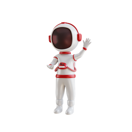 Astronaut waving hand saying hello  3D Illustration