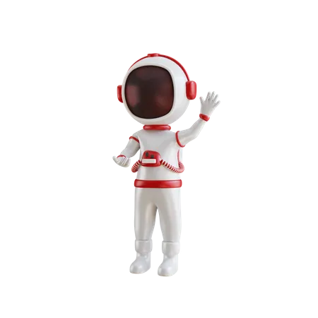 Astronaut waving hand saying hello 3D Illustration