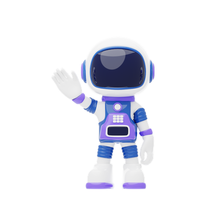 Astronaut winkt mit der Hand und sagt Hallo  3D Illustration