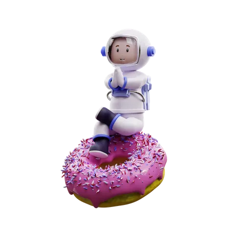 Astronaut With A Donut 3D Illustration