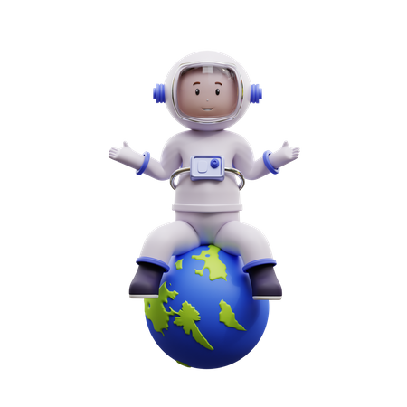 Astronaut With Earth  3D Icon