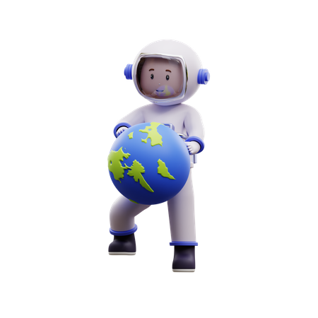 Astronaut With Earth  3D Icon