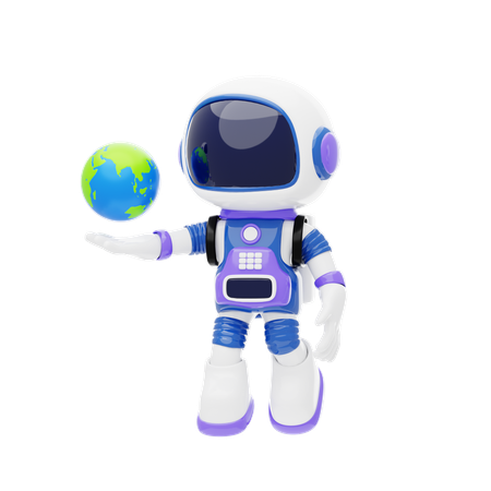 Astronaut With Earth  3D Illustration
