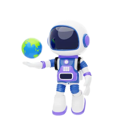 Astronaut With Earth  3D Illustration