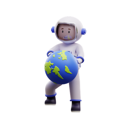 Astronaut With Earth 3D Illustration