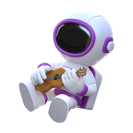 Astronaut with guitar 3D Illustration