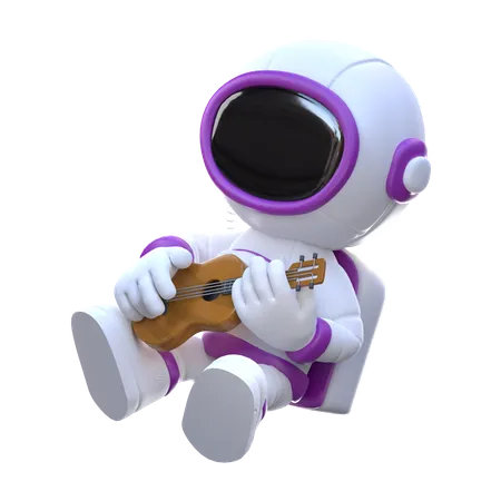 Astronaut with guitar 3D Illustration
