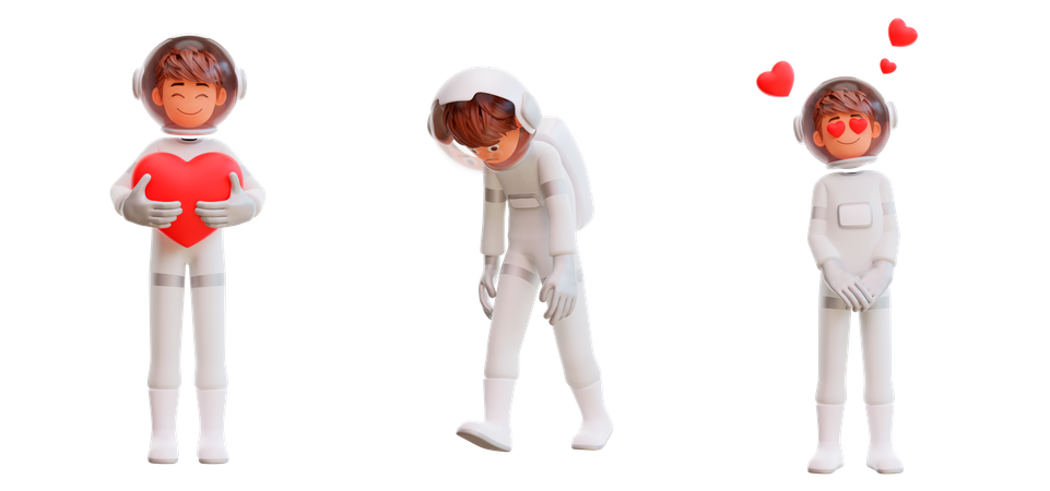Astronaut With Love 3D Illustration