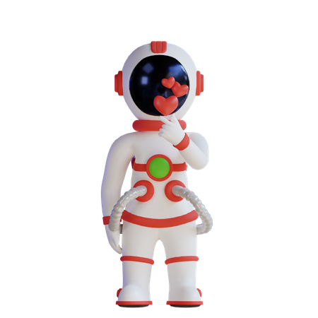 Astronaut With Love Heart  3D Illustration