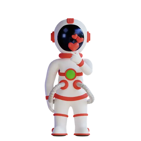 Astronaut With Love Heart  3D Illustration