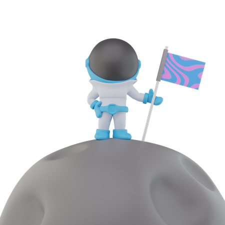 Astronaut With Moon  3D Icon